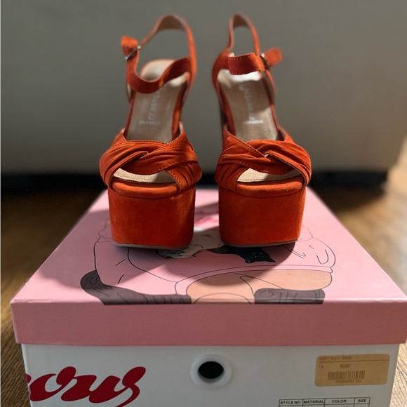 Jeffrey Campbell Donna’s Bold Orange Platform Heels - Picture 2 of 6